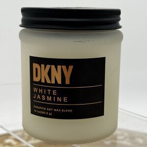 DKNY White Jasmine Scented Candle 10oz. Paraffin Soy Wax Blend Gift White Black